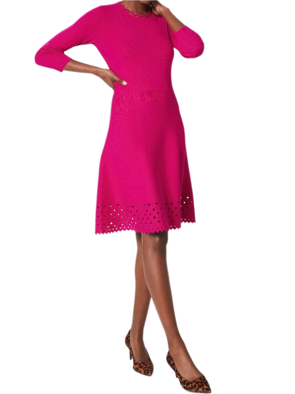 Hobbs London Myra Knitted Dress Orchid Pink NWT